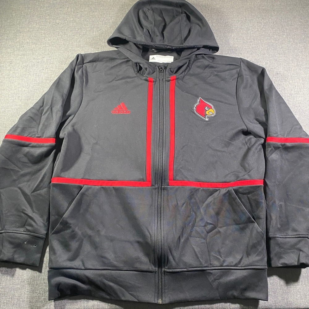 Adidas Louisville Cardinals Black Red‎ Zip Hoodie Jacket Men's XL AEROREADY